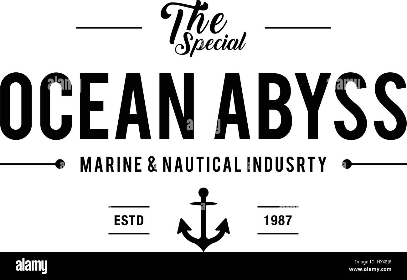 Retro Vintage nautica e oceano Badge Etichetta , e vecchio stile design concept Illustrazione Vettoriale