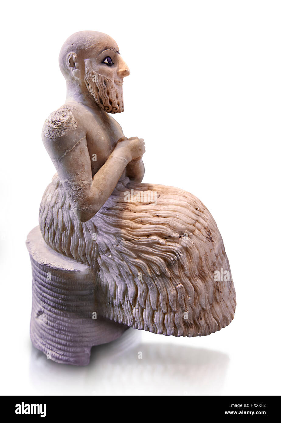 Il gesso, scisto, conchiglie e lapislazzuli statua di Ebih-Il, c. 2340 BC o dal tempio di Ishtar a Mari inv AO 17551; il museo del Louvre, Parigi Foto Stock