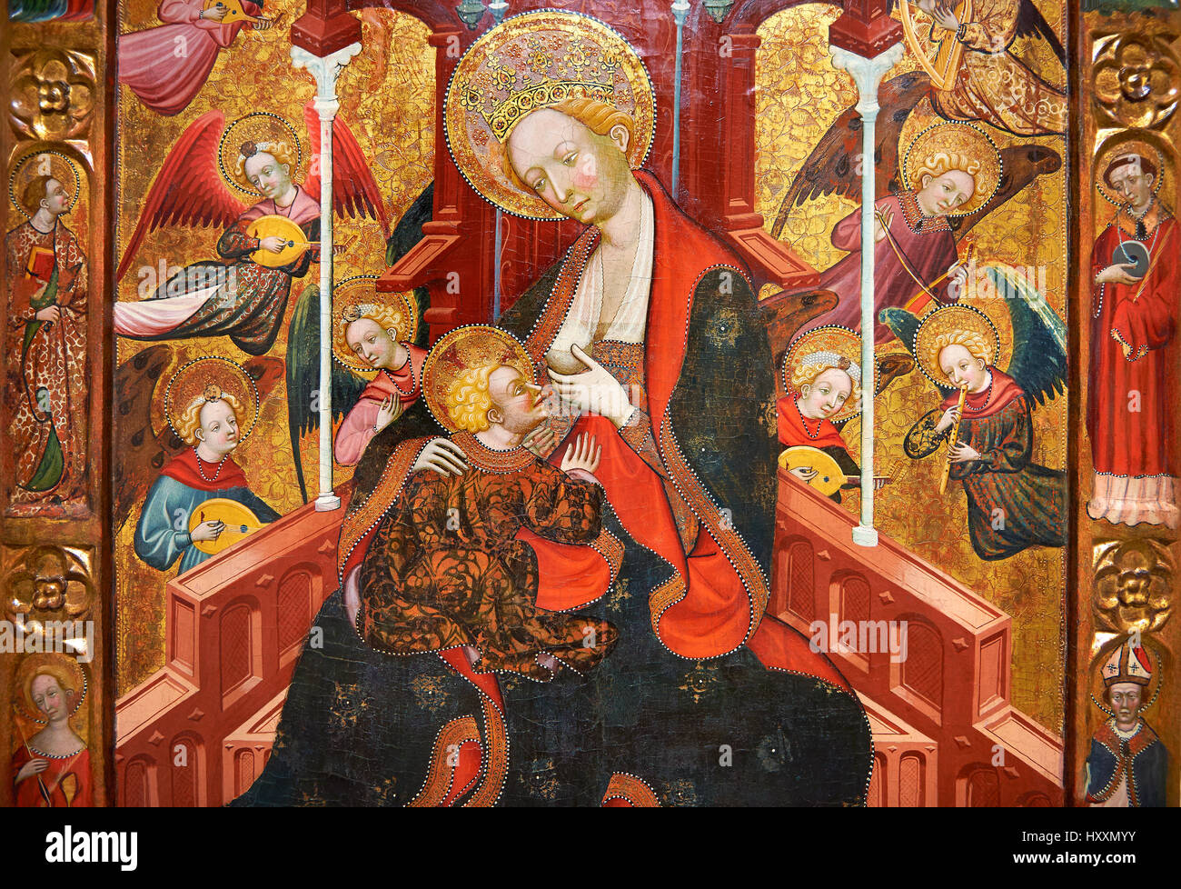 Pala gotica della Madonna o di assistenza infermieristica Madonna Lactans, da Ramon de Mur, Museo Nazionale di Arte Catalana Foto Stock