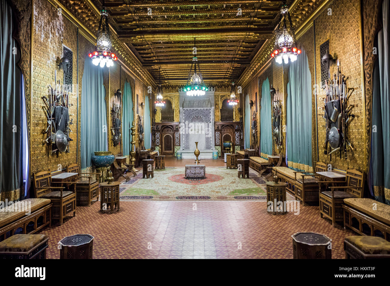 Salone Moresco del palazzo di Peles, ex castello reale, costruito tra il 1873 e il 1914, si trova vicino alla città di Sinaia in Romania Foto Stock