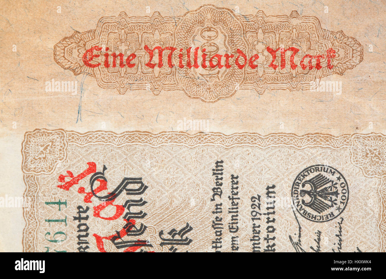 Deutsche Reichsmark Bill , Denaro storico Foto Stock