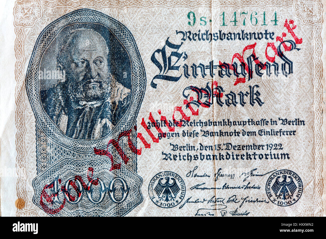 Deutsche Reichsmark Bill , Denaro storico Foto Stock