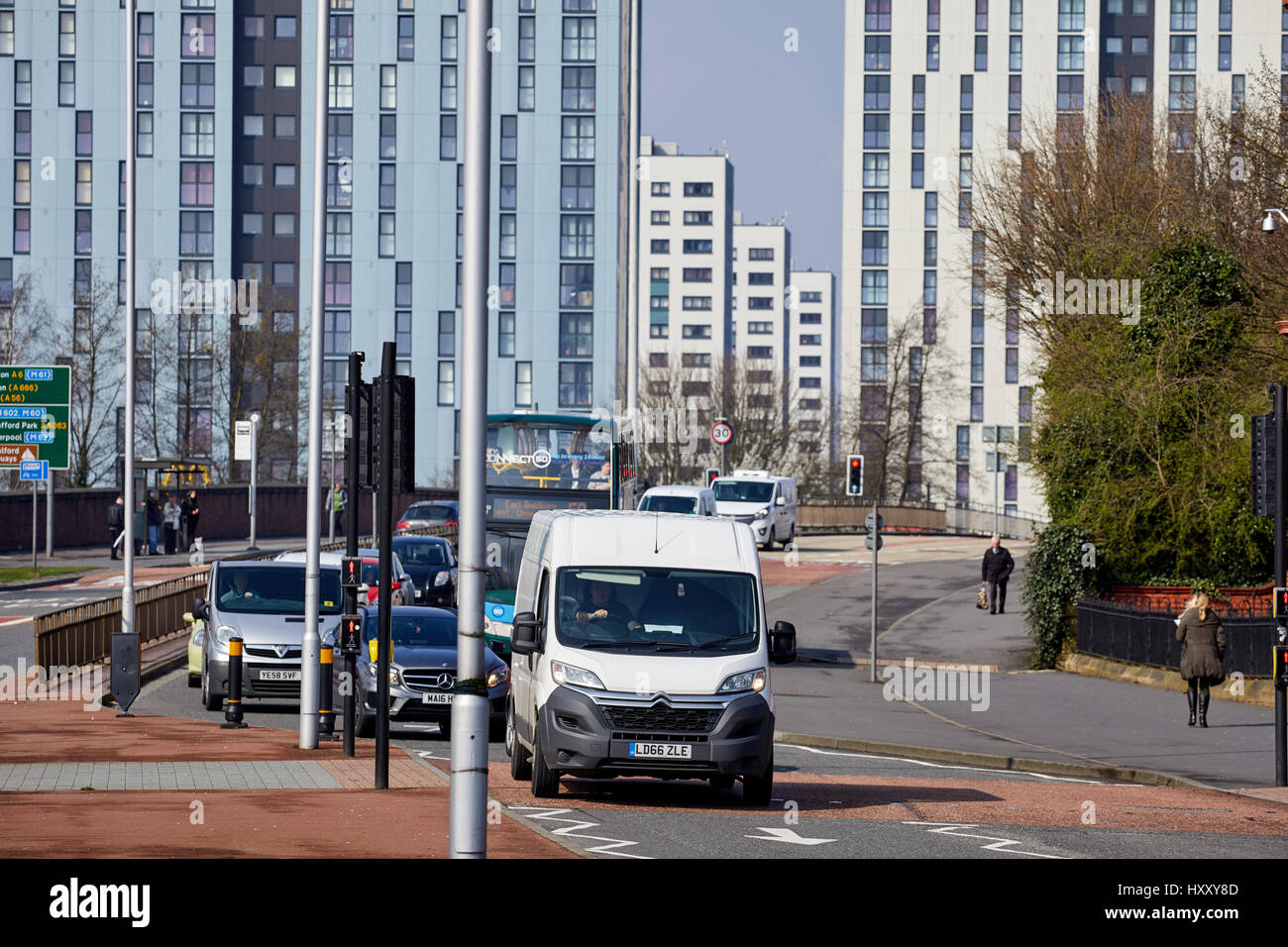 A580 , East Lancs modo carreggiata diventa la A6 attraverso Pendelton, Salford. Gtr Manchester, Inghilterra, Regno Unito . Foto Stock