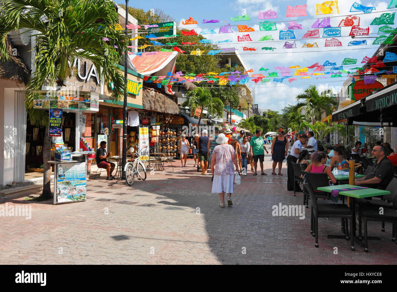 5 ave in Playa del Carmen in Messico Foto Stock