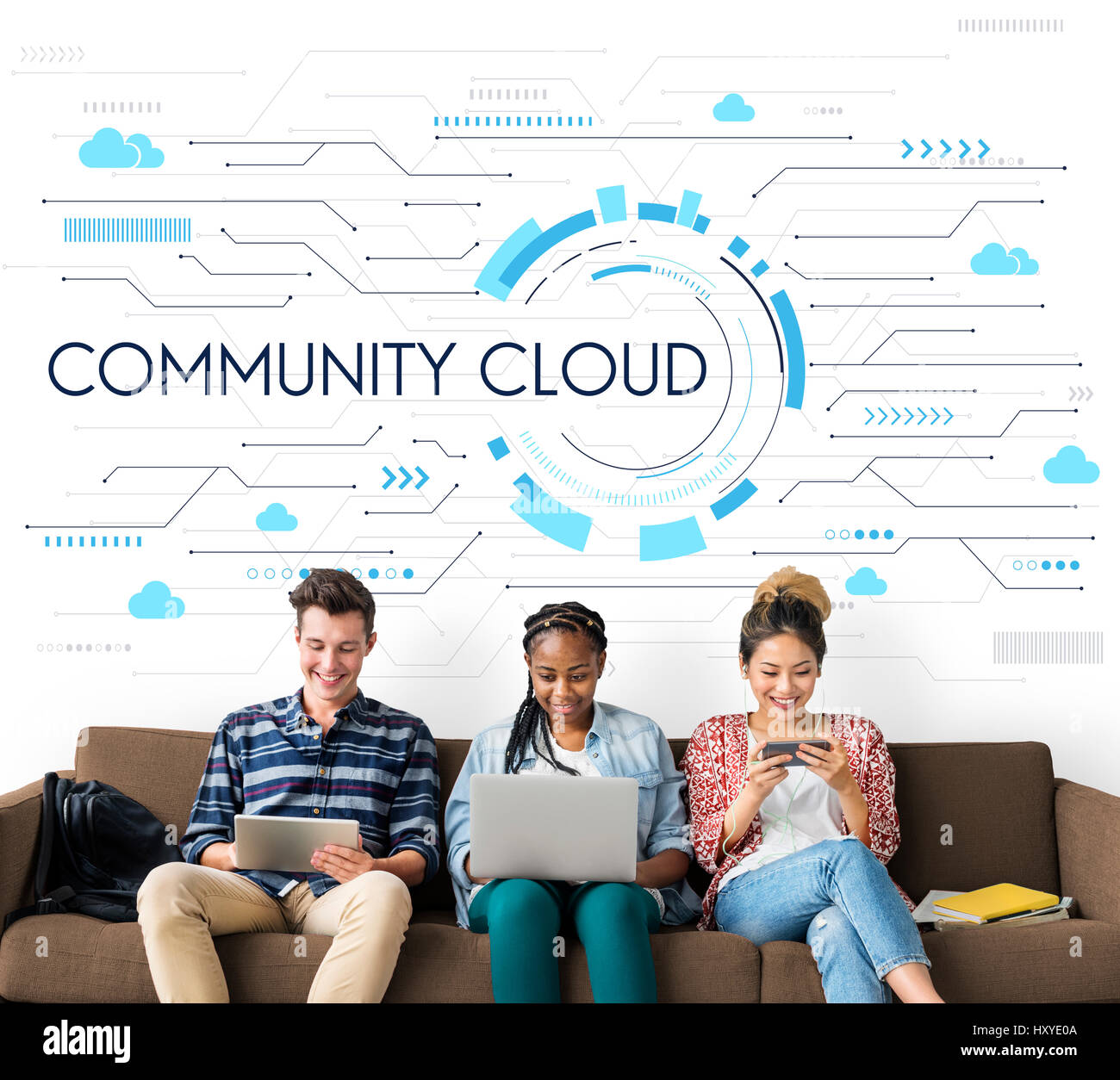 Comunità di Cloud Storage sicuro di sincronizzazione Foto Stock