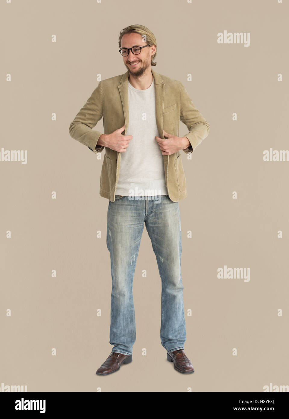 Studio spara persona gesto Lifestyle Foto Stock