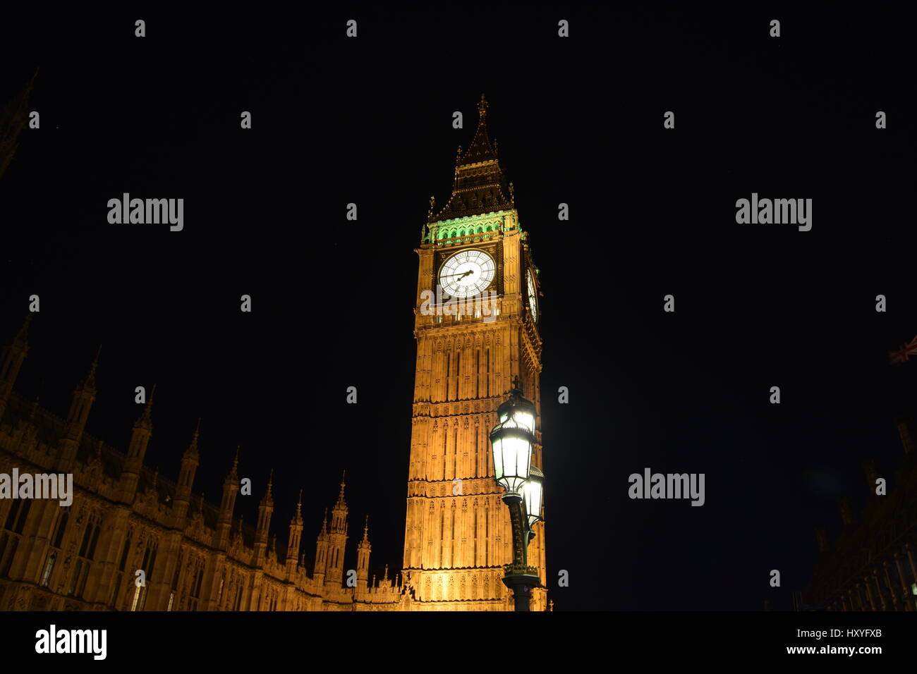 Il Big Ben e le case del Parlamento di notte Foto Stock