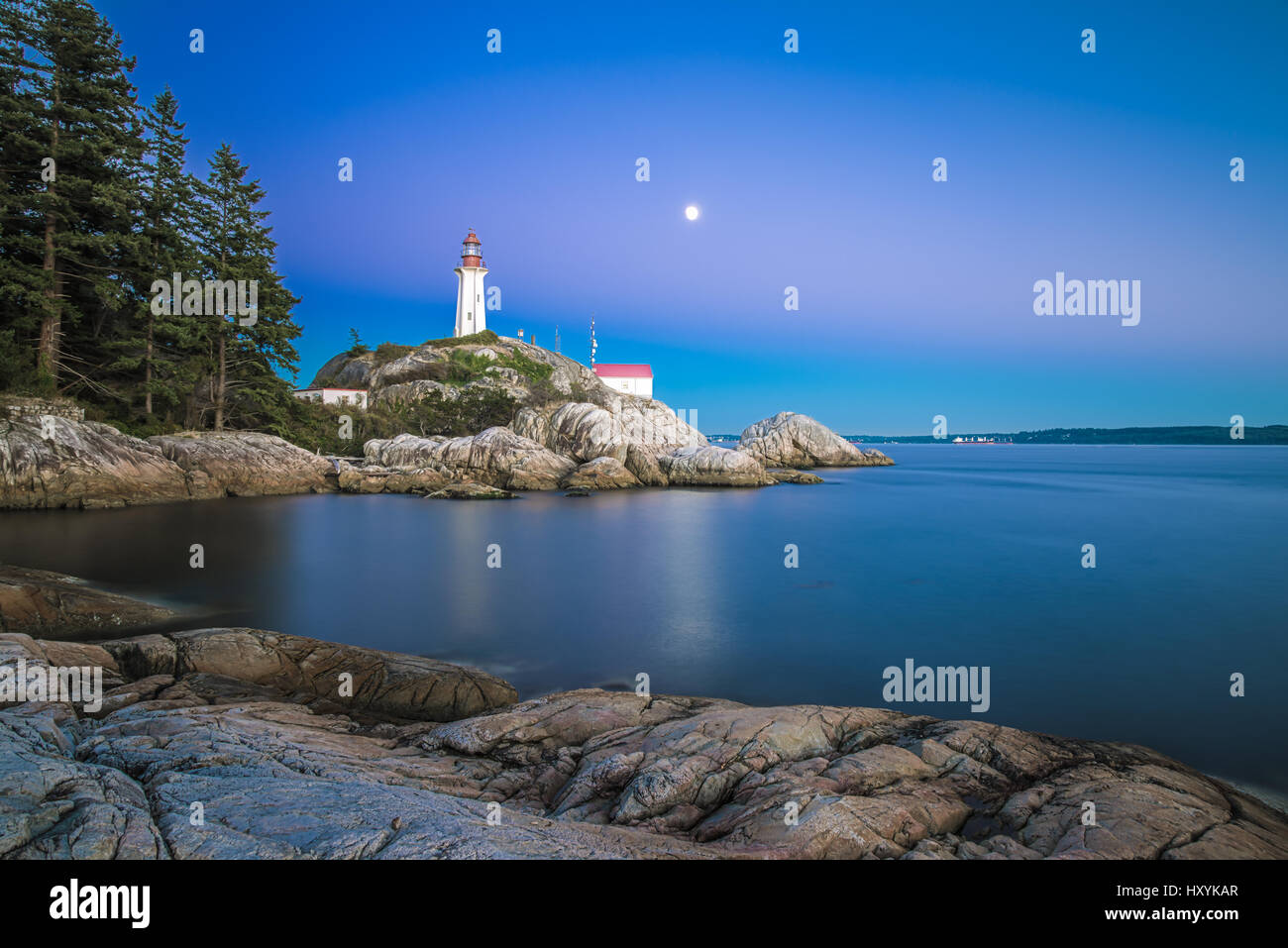 Punto Atkinson Lighthouse Park di West Vancouver, BC, Canada. Foto Stock