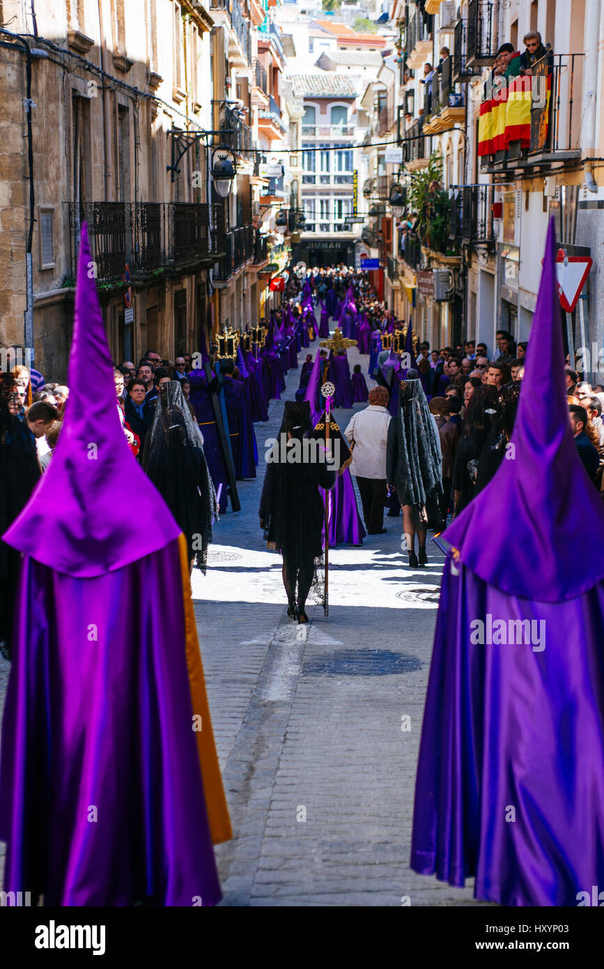 Tradizionale Settimana Santa processione. Venerdì mattina. Alcala La Real. Jaén. Andalusia. Spagna Foto Stock