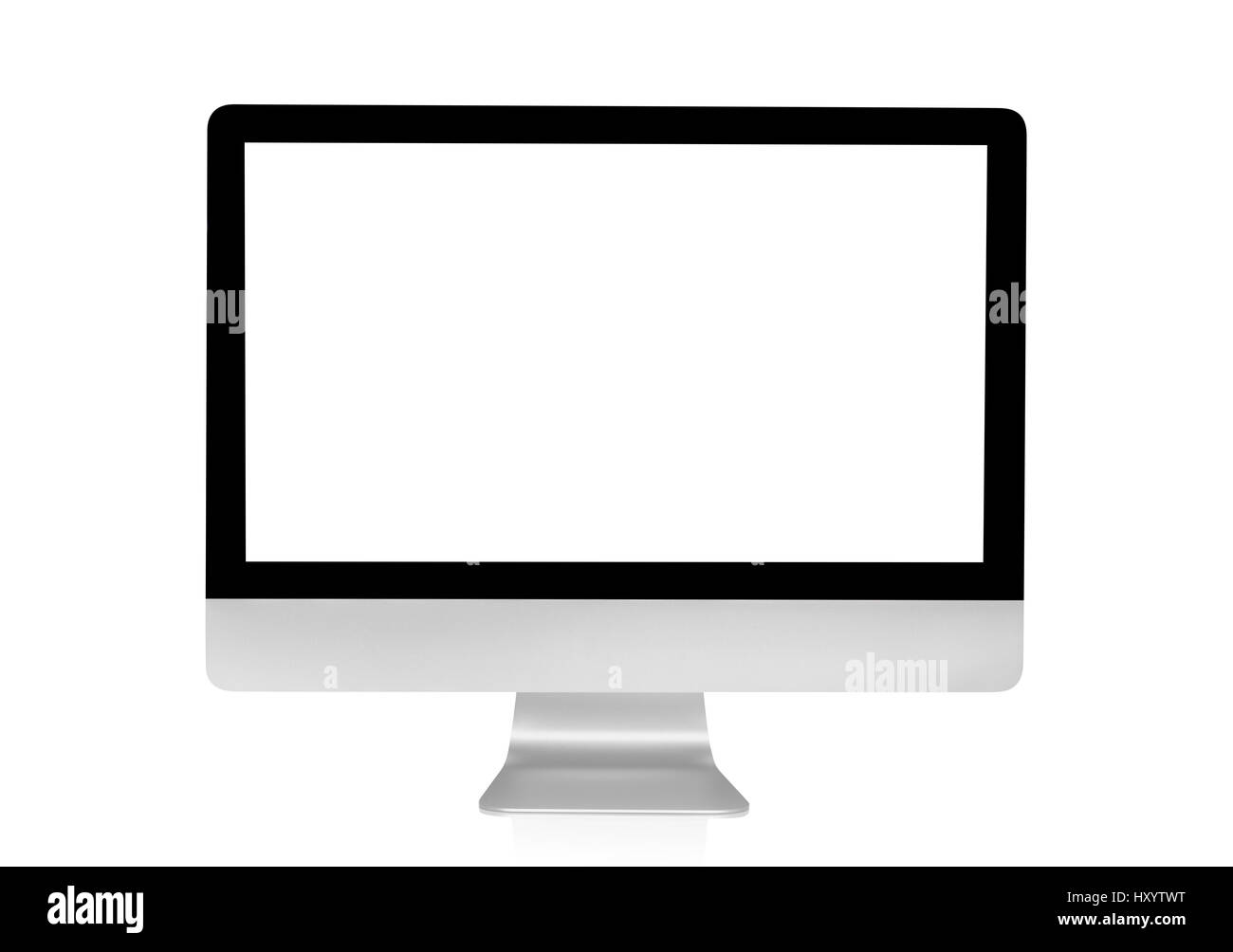 Il display del computer con schermata bianca vuota isolata su sfondo bianco con tracciato di ritaglio Foto Stock