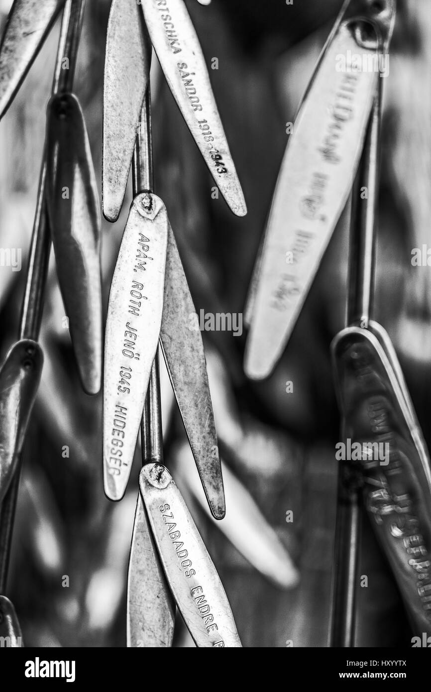 Il Raoul Wallenberg memoria - Parcheggio nel cortile posteriore della alla Sinagoga di via Dohany - contiene il Memoriale dell'Hungarian Jewish martiri Foto Stock