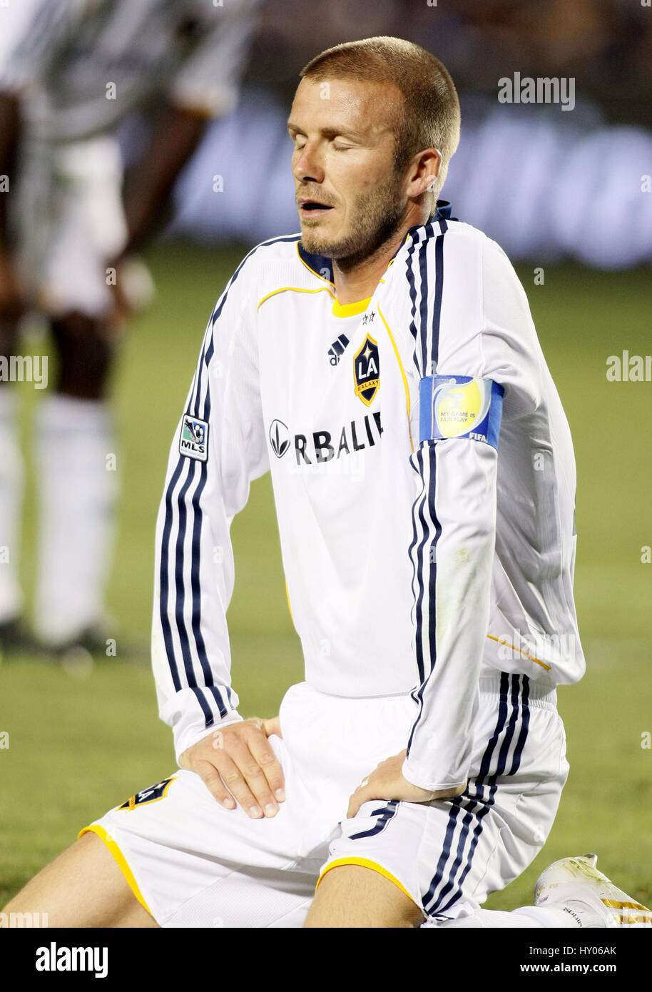 DAVID BECKHAM SPARA ALTO LOS ANGELES GALAXY HOME DEPOT CENTER DI CARSON LOS ANGELES STATI UNITI D'AMERICA 21 giugno 2008 Foto Stock
