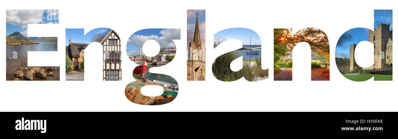 Inghilterra banner/titolo con immagini di Inghilterra Foto Stock
