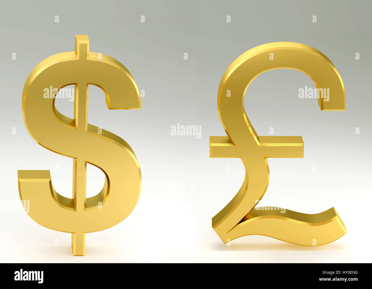 Dollar vs UK pound simboli Foto Stock