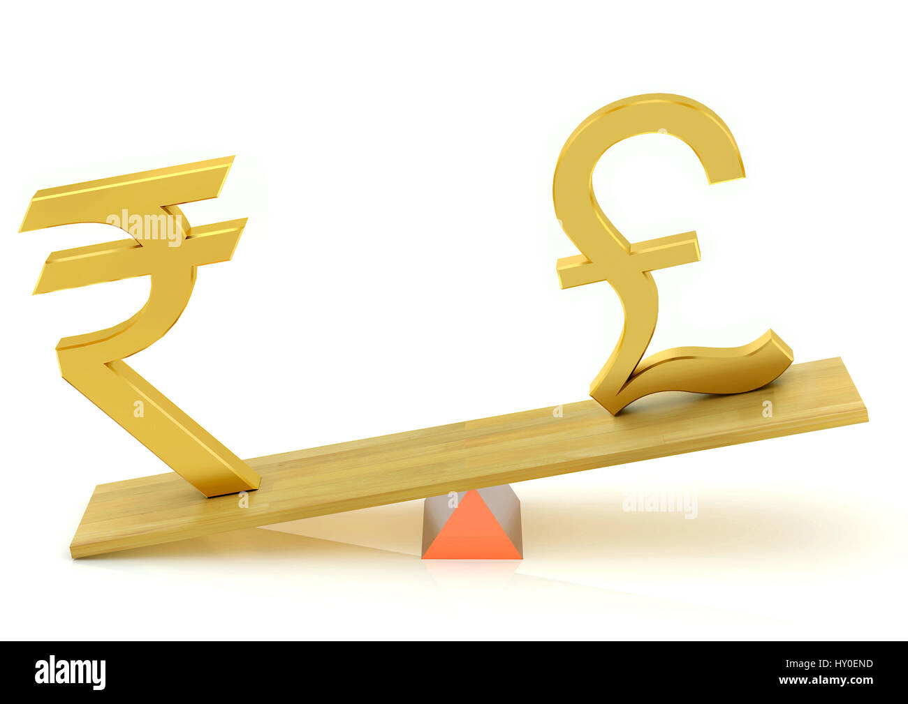 Bilanciamento, rupia indiana e la Sterlina britannica Foto Stock