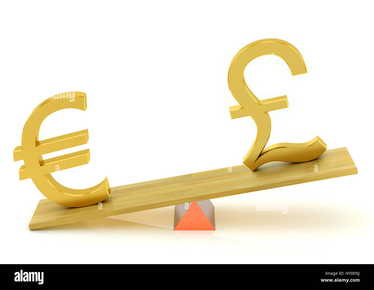 Bilanciamento, valuta euro e sterlina del Regno Unito Foto Stock