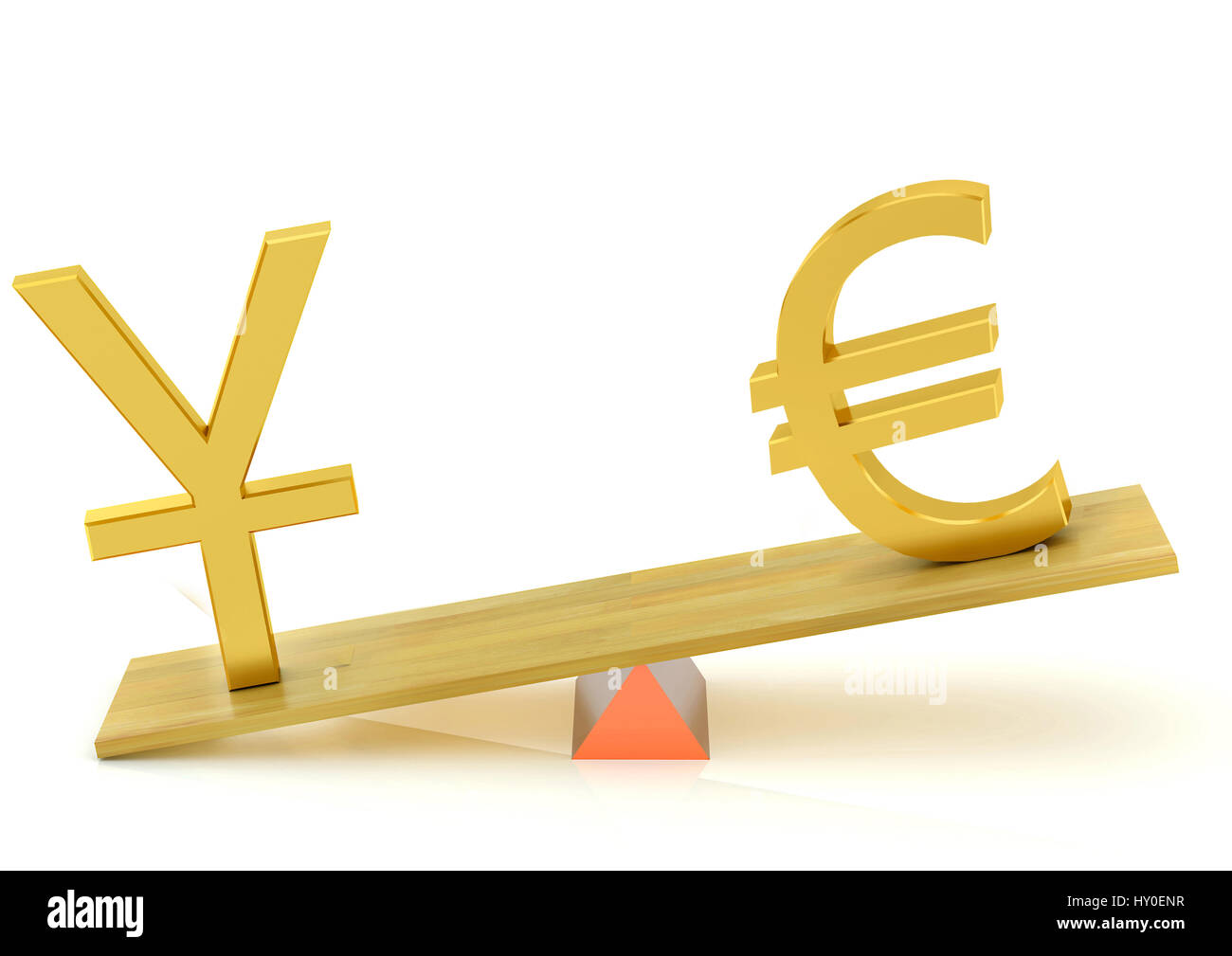 Bilanciamento, yuan cinese e valuta in euro Foto Stock