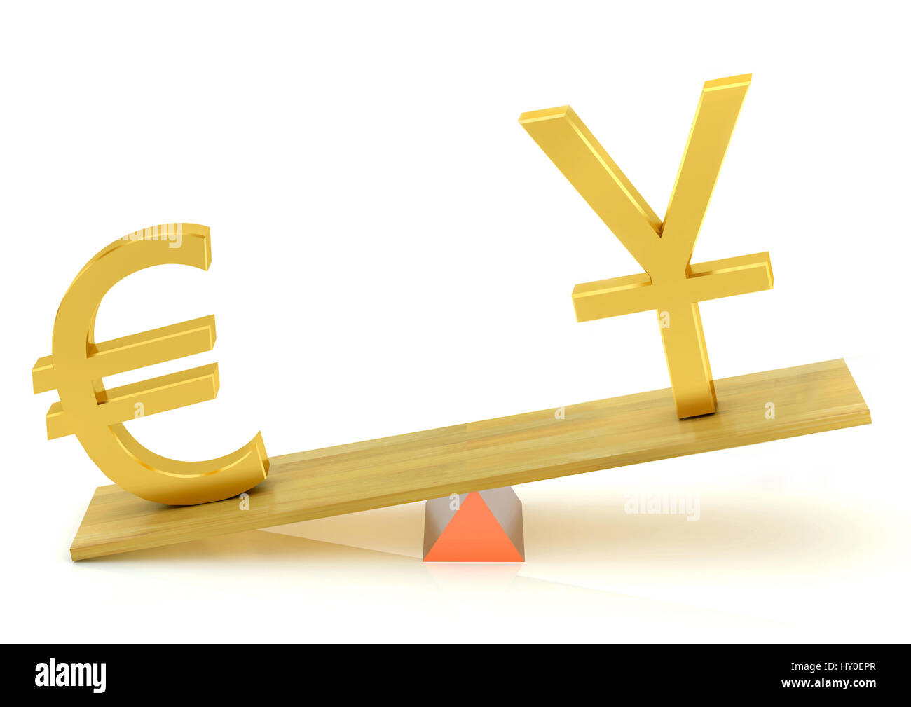 Bilanciamento, valuta euro e yuan cinese Foto Stock