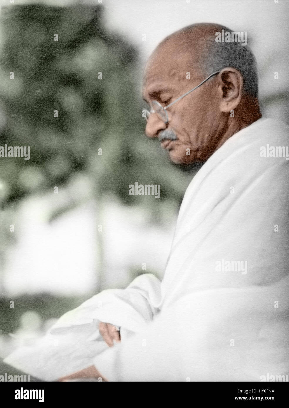 Indian combattenti per la libertà, il mahatma Gandhi pregando, India, Asia, 1944 Foto Stock