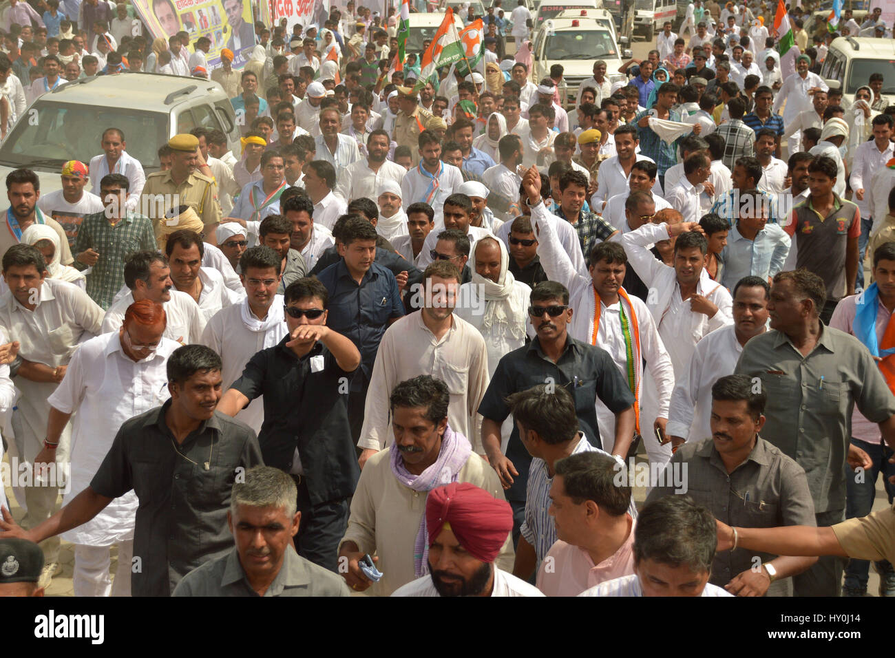 Partito del Congresso nazionale indiano politico, rahul gandhi, Rajasthan, India, Asia Foto Stock