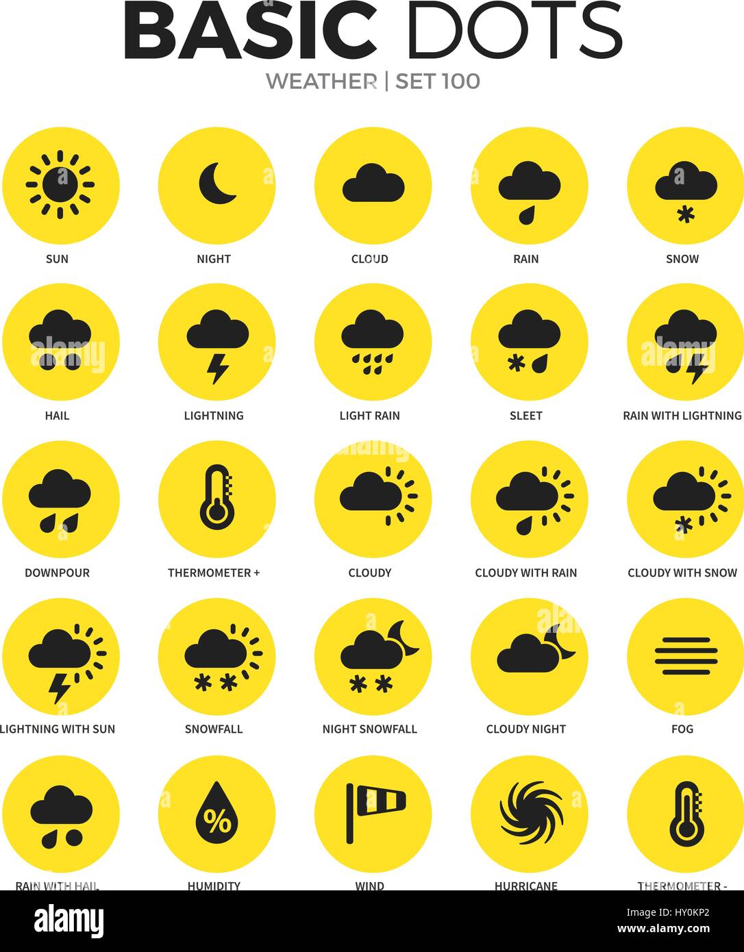 Meteo icone piatto set di vettore Illustrazione Vettoriale