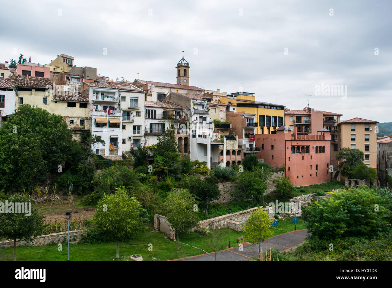 Spagnolo case nel villaggio di montagna di Montserrat Foto Stock