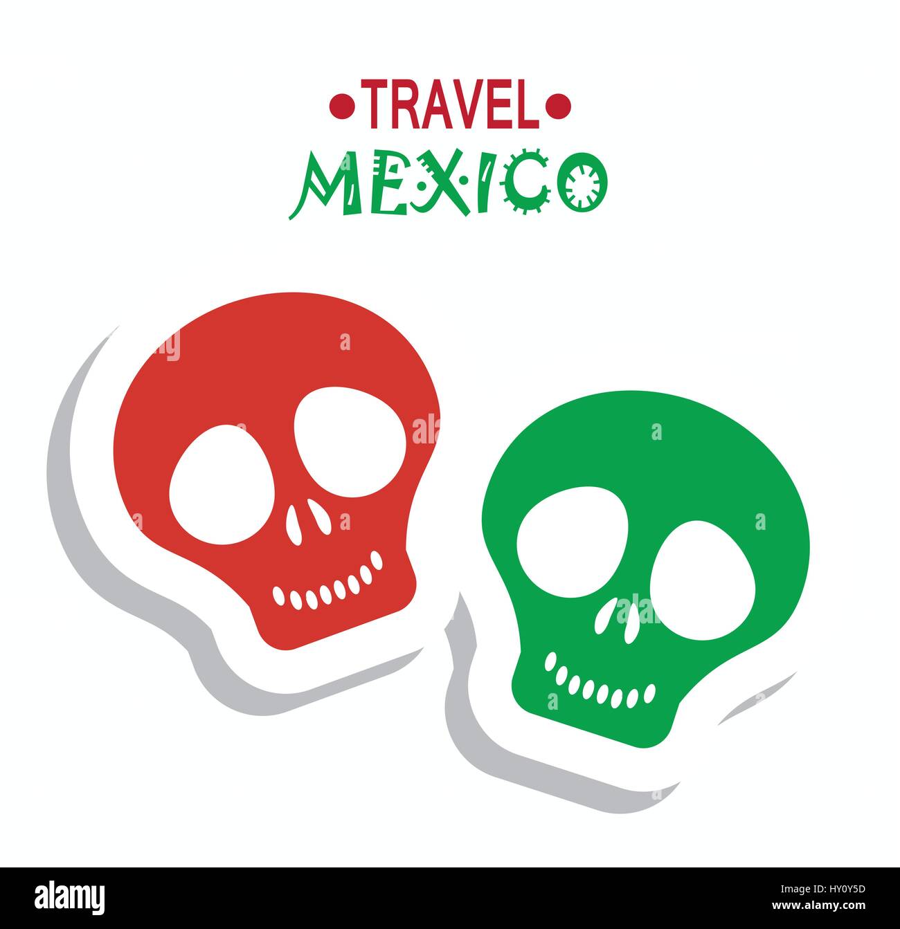 Messico Viaggi turismo viaggi immagine del cranio Illustrazione Vettoriale