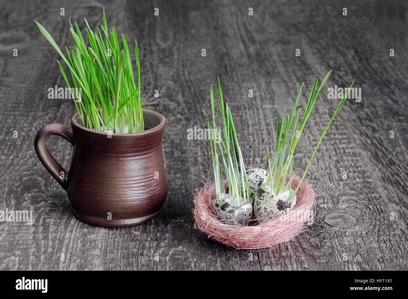I cavoli verdi su sfondo di legno Foto Stock