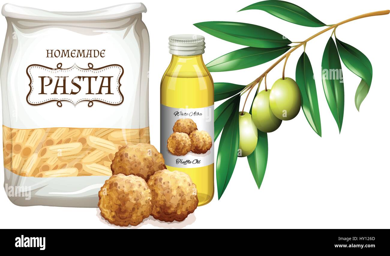 Ingredienti per fare la pasta polpetta illustrazione Illustrazione Vettoriale