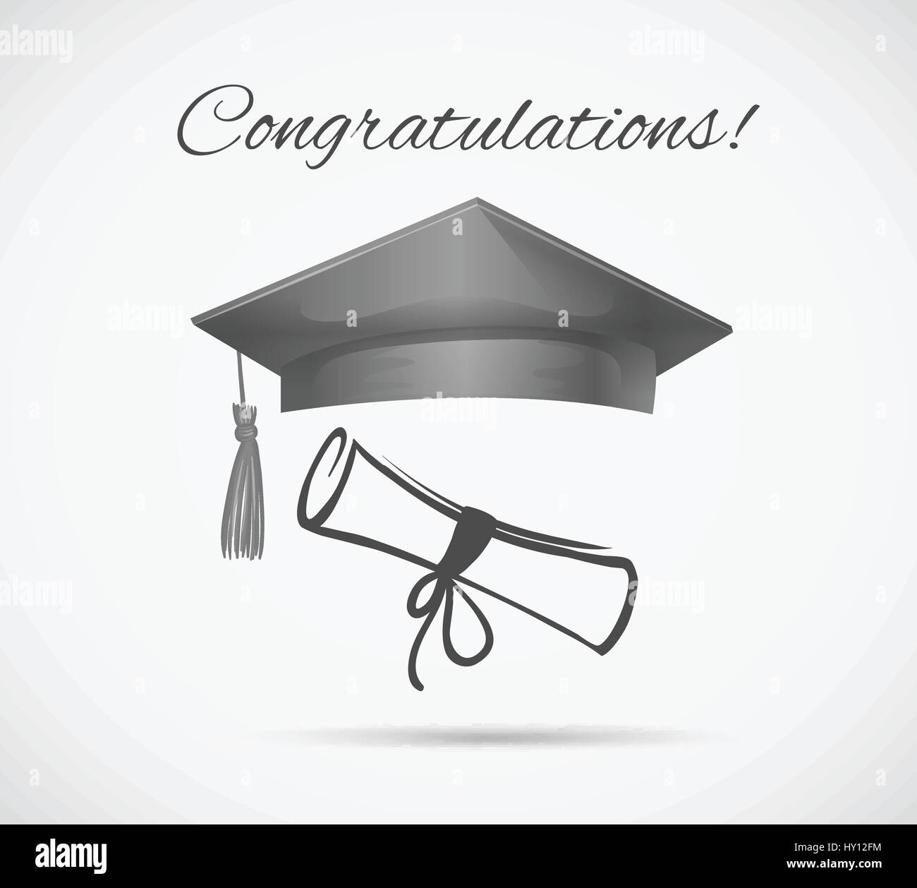 Congratulazioni card modello con cappuccio di graduazione illustrazione Illustrazione Vettoriale