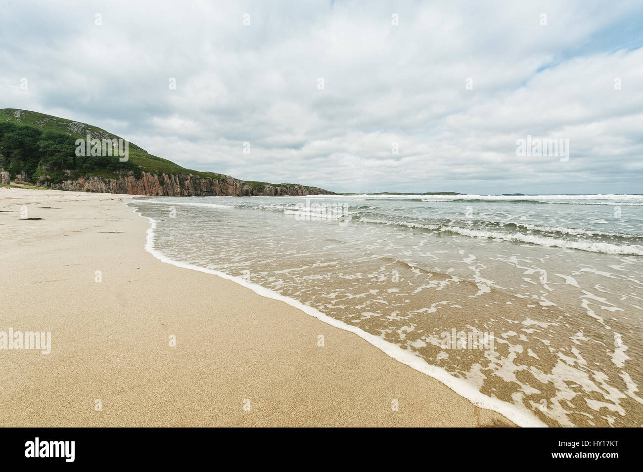 Bianche sabbie della spiaggia di Durness nel nord della Scozia Foto Stock