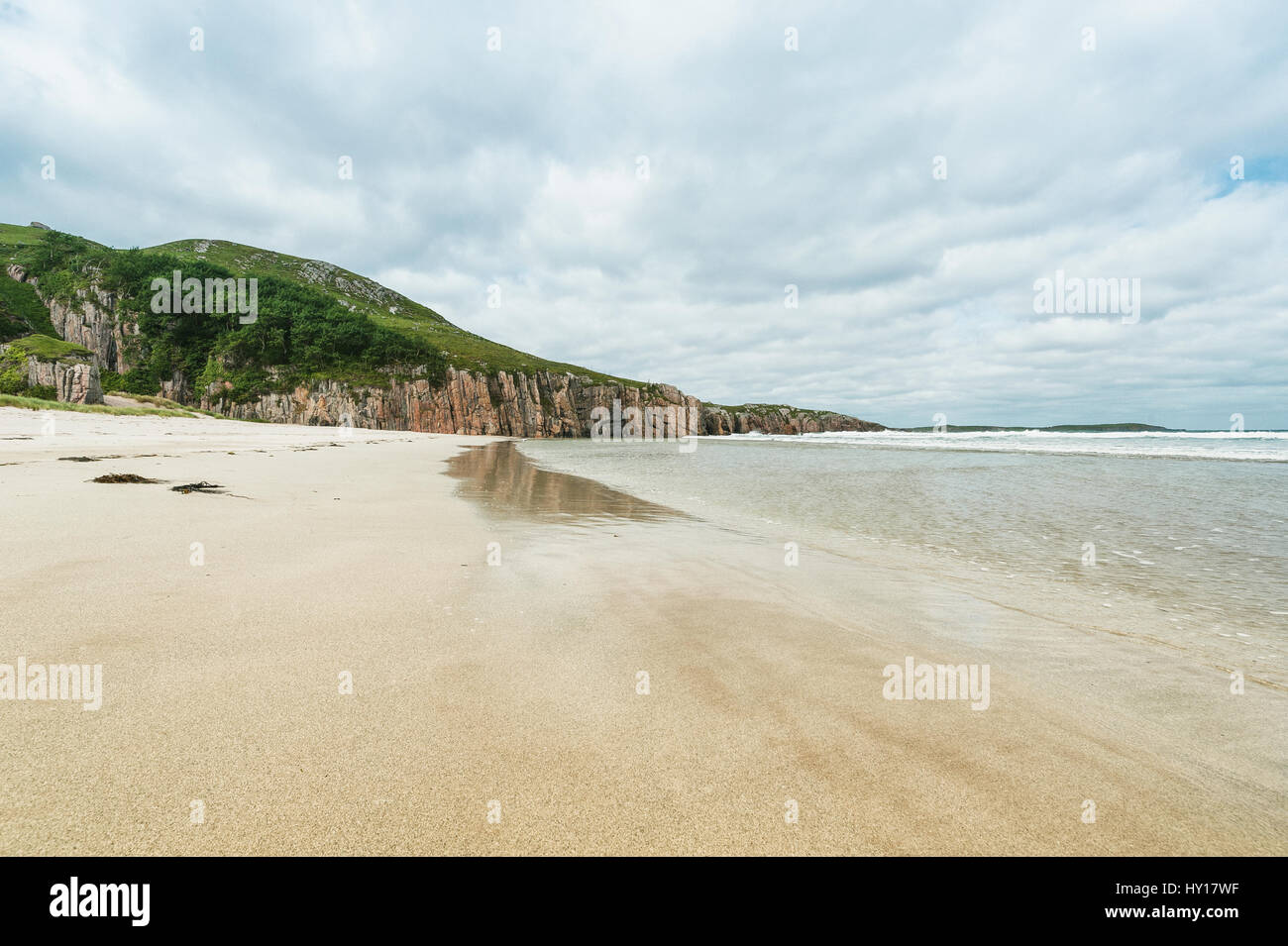 Bianche sabbie della spiaggia di Durness nel nord della Scozia Foto Stock