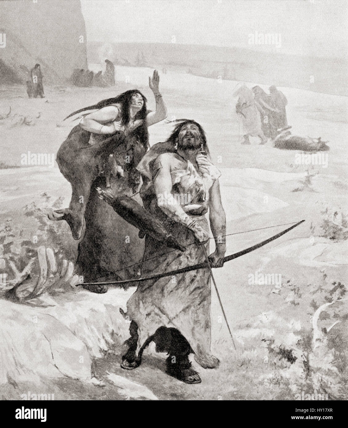 Uomo neolitico. Da Hutchinson nella storia delle nazioni, pubblicato 1915. Foto Stock
