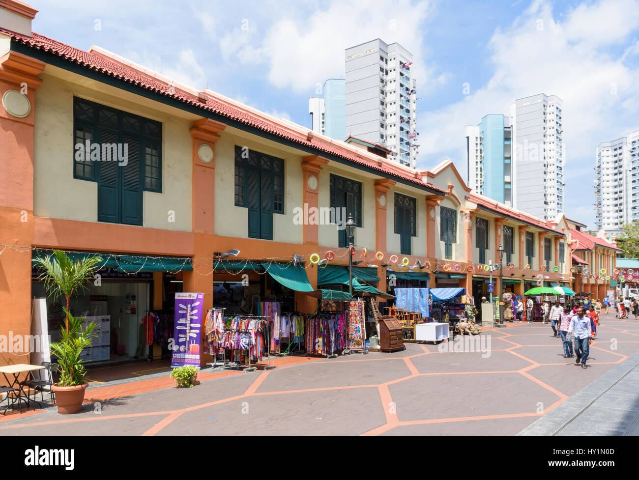 Si spegne in Little India edificio Arcade in Little India, Singapore Foto Stock