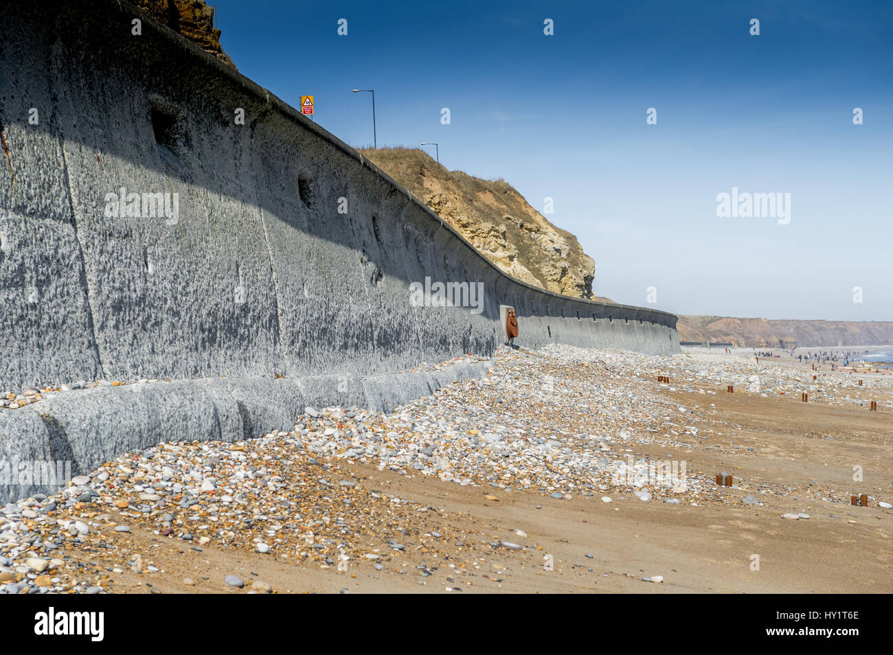 Parete del mare e delle difese a Seaham, County Durham, Regno Unito Foto Stock