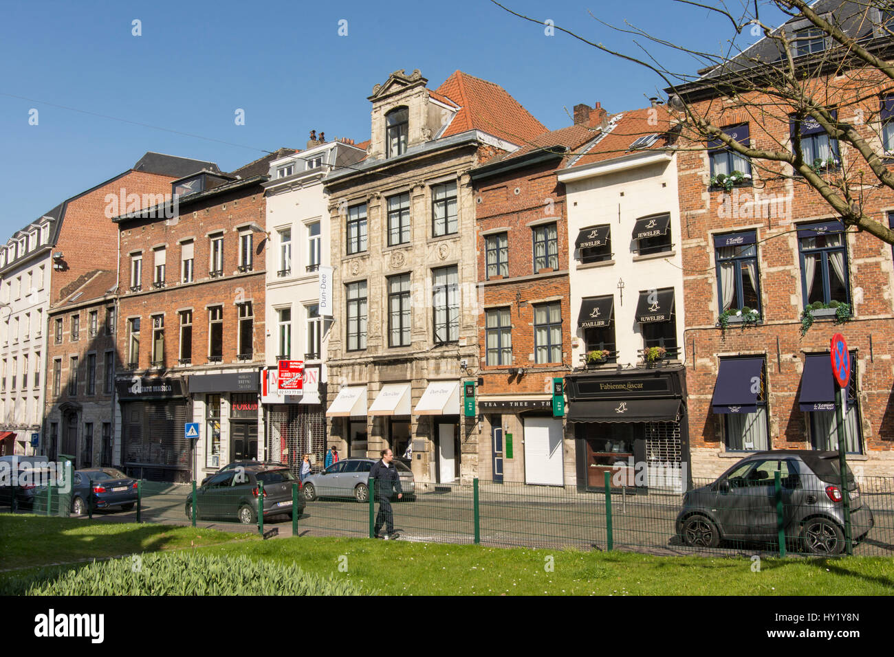 La vita della città nel centro di Bruxelles Foto Stock