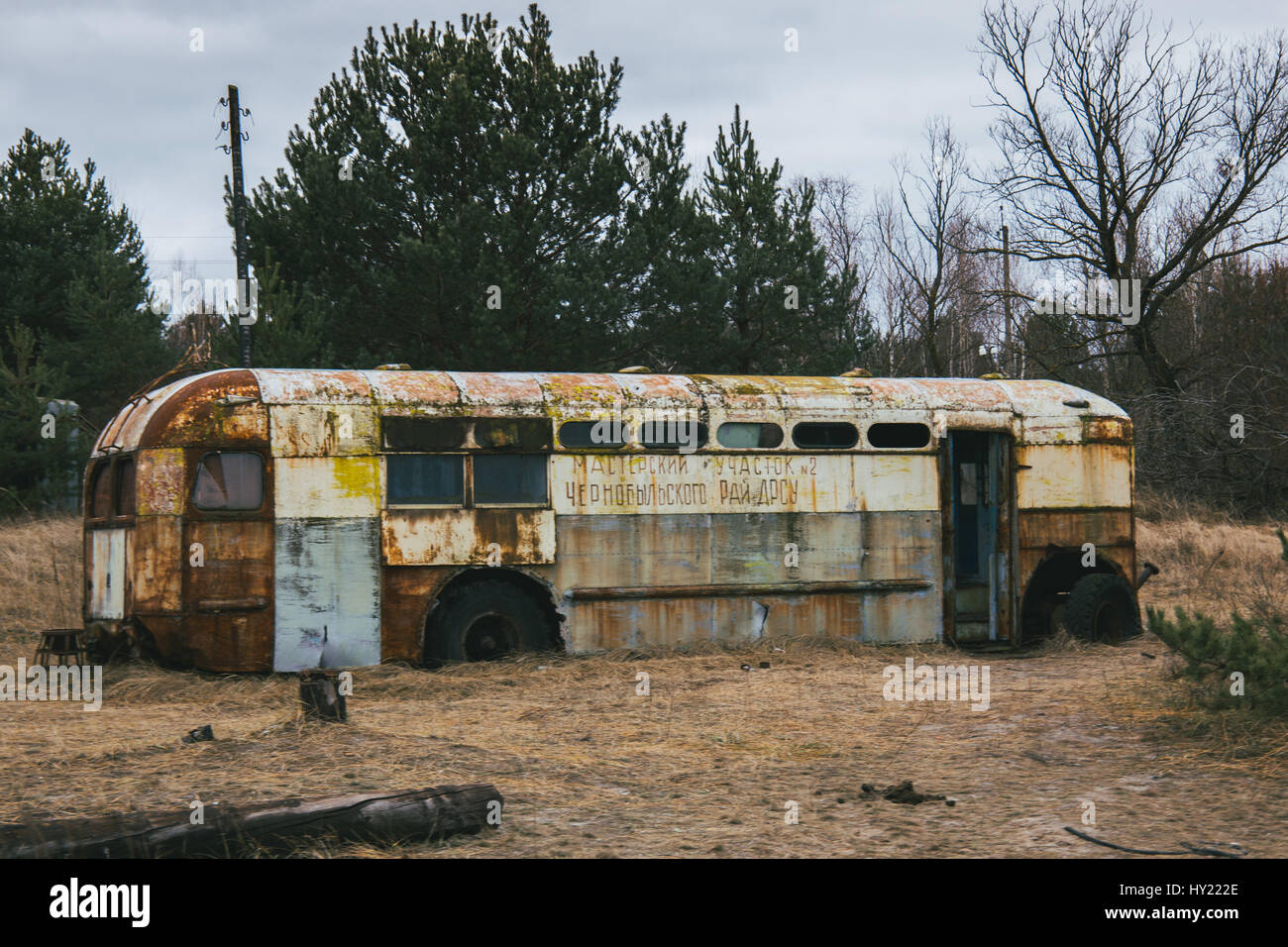 Autobus di Chernobyl Foto Stock