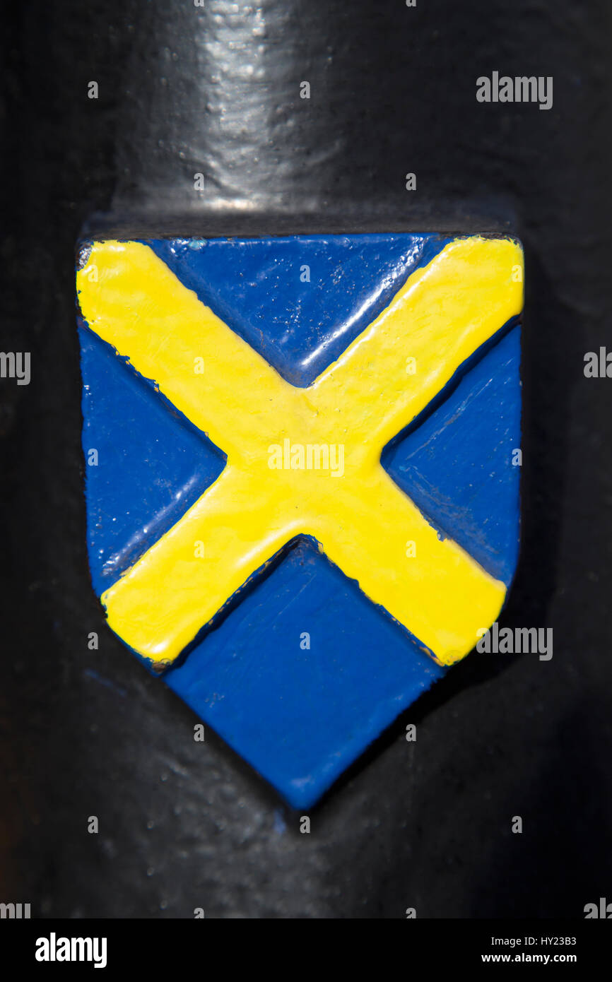 Il St Albans stemma. I bracci (shield only) sono stati registrati in 1634 e consiste di un giallo si intraversa su uno sfondo blu. Foto Stock