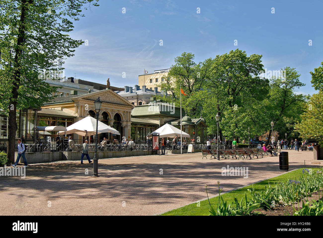 Immagine dell'Esplanade nel centro della città di Helsinki, Finlandia. Foto Stock