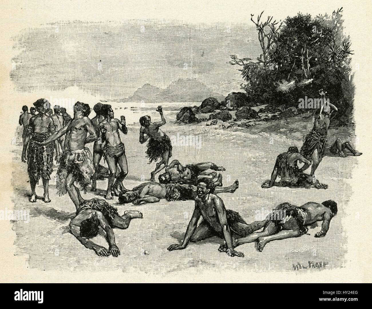 1910s incisione da Robinson Crusoe di Daniel Defoe: 'ho sparato nuovamente tra lo stupore disgraziati.' illustrato da Walter Paget. Foto Stock