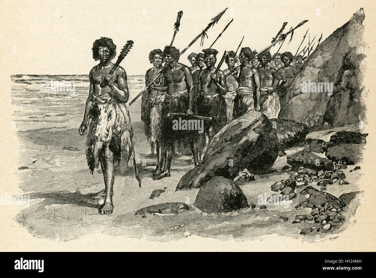 1910s incisione da Robinson Crusoe di Daniel Defoe: "Venne compresa lungo la riva.' illustrato da Walter Paget. Foto Stock
