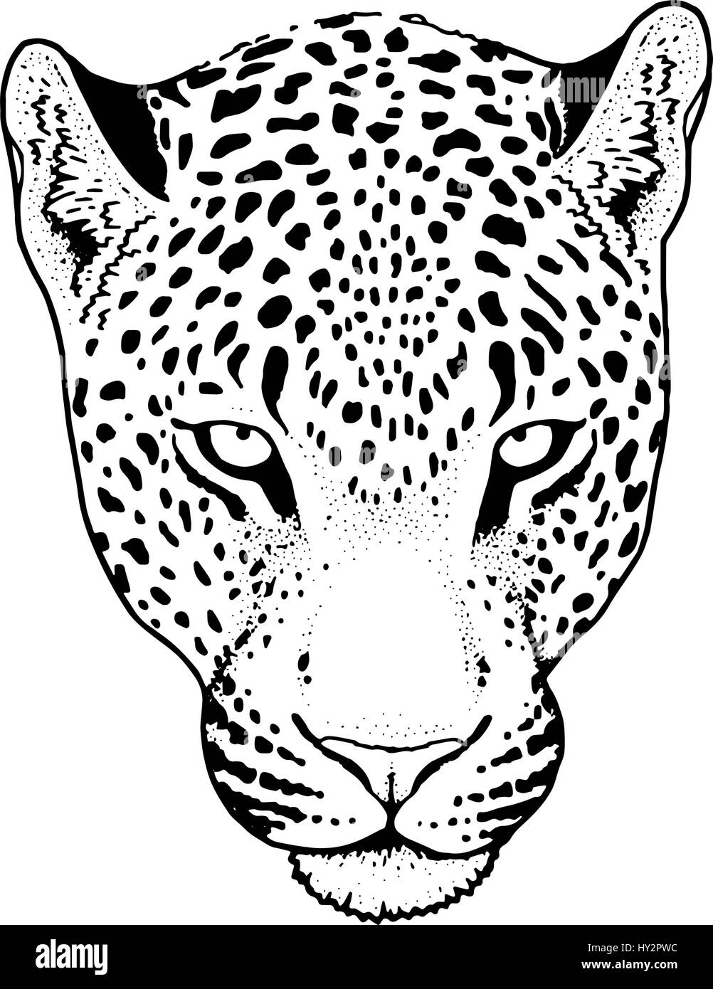 Leopard faccia tattoo ,illustrazione vettoriale, stampa Immagine e