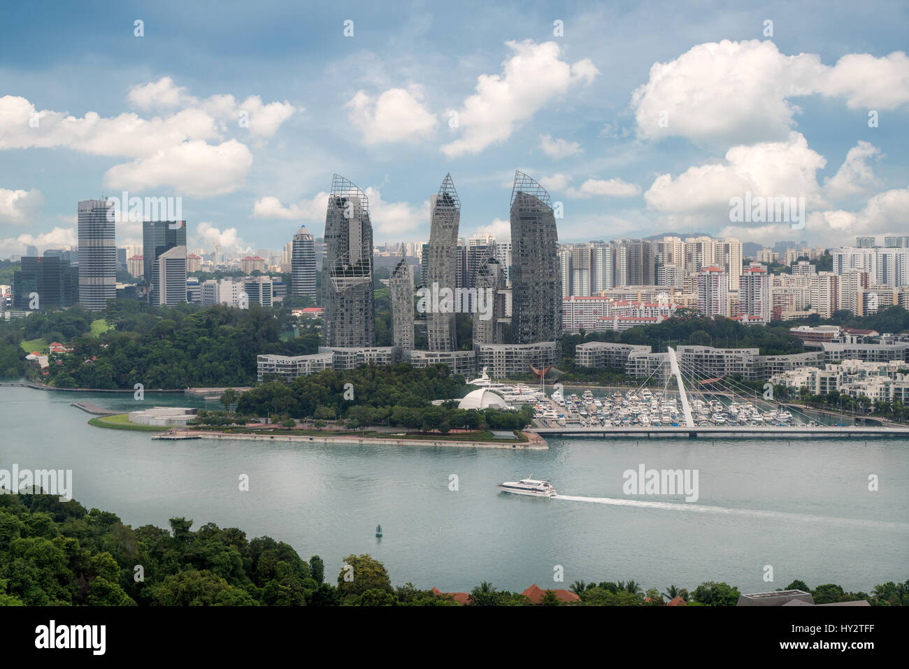 Vista aerea di Caraibi a keppel bay a Singapore . Si tratta di residenziale di lusso nella città di Singapore Foto Stock