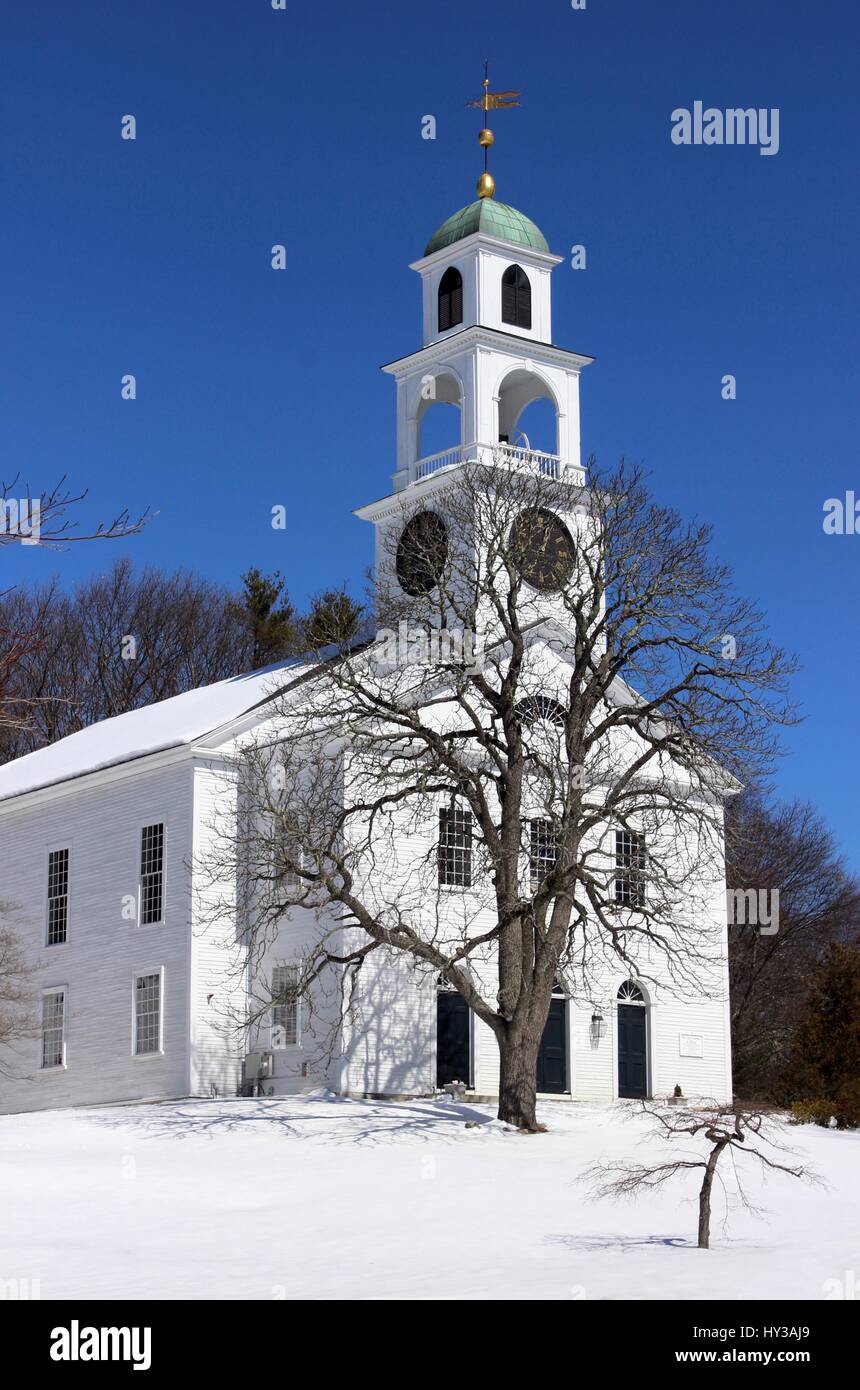 La prima chiesa parrocchiale di Sudbury, MA, Stati Uniti d'America Foto Stock