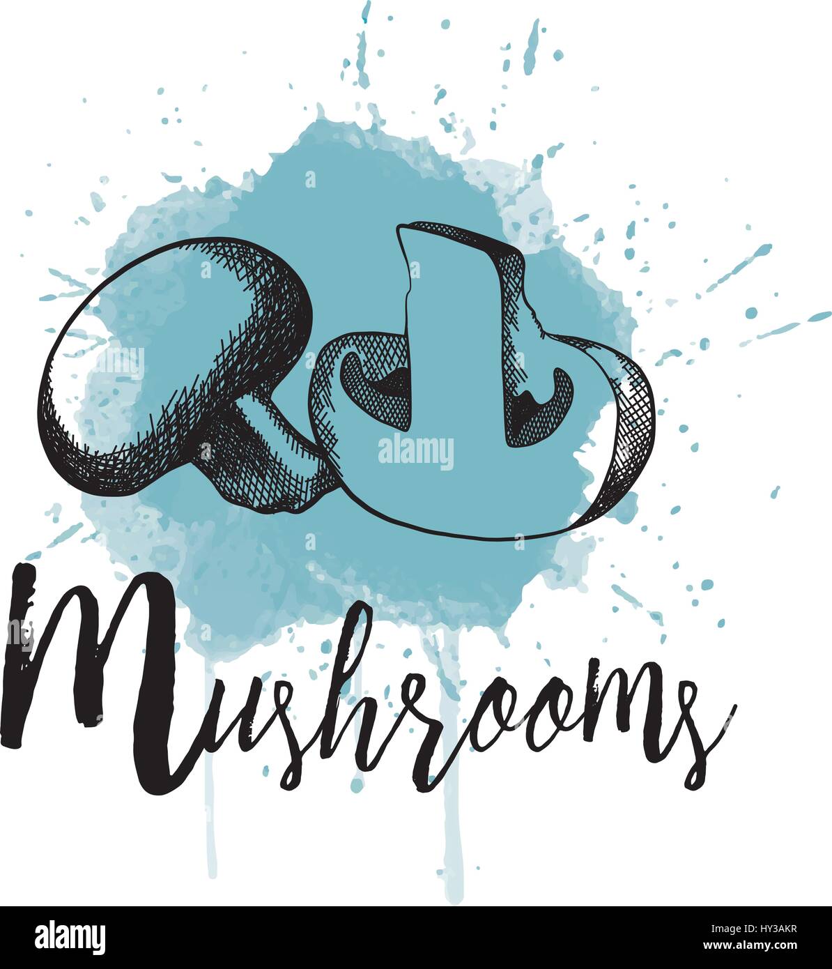 Illustrazione Vettoriale di funghi. Disegnata a mano Illustrazione Vettoriale