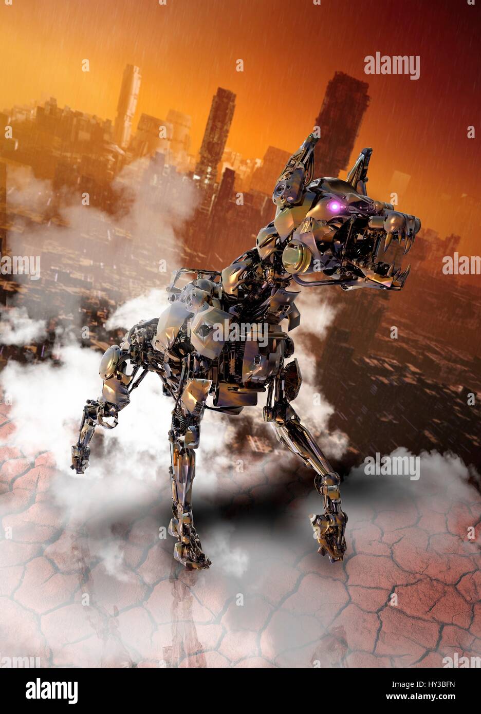 Cane robotico, illustrazione. Foto Stock