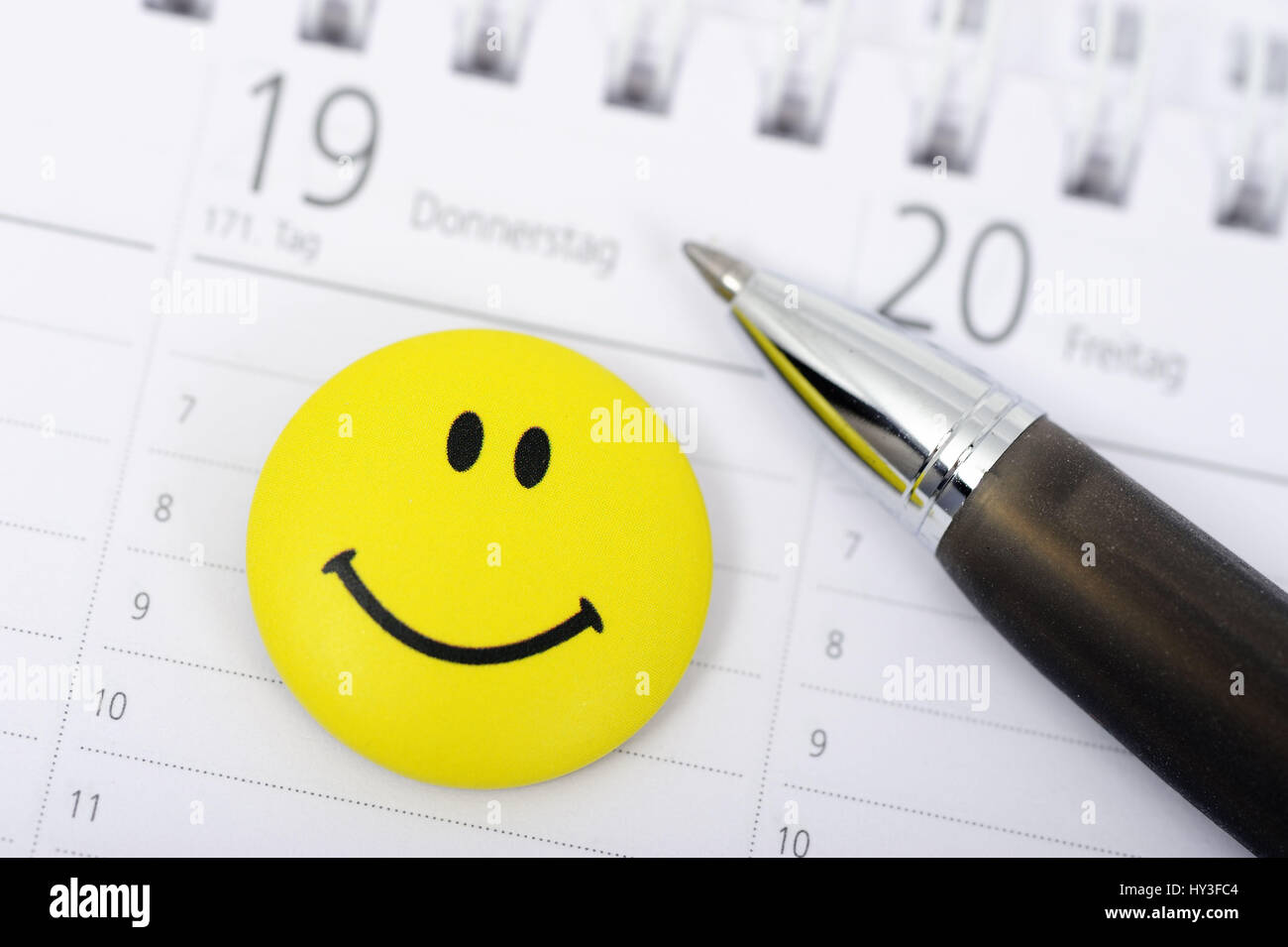 Calendario appuntamenti con Smiley, appuntamento di successo, Terminkalender mit Smiley, erfolgreicher Termin Foto Stock