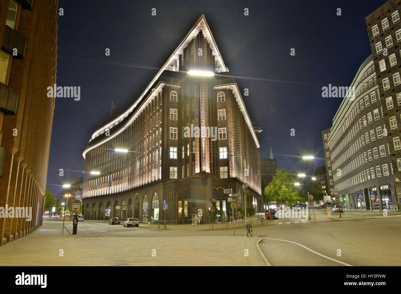 L'Europa, Germania, Amburgo, hamburger, centro città ufficio, casa, case di ufficio, ufficio casa quarti, edifici, casa, case, storicamente, storico Foto Stock