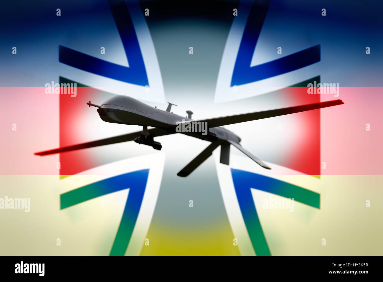 Drone e il simbolo delle forze armate, Drohne simbolo und der Bundeswehr Foto Stock