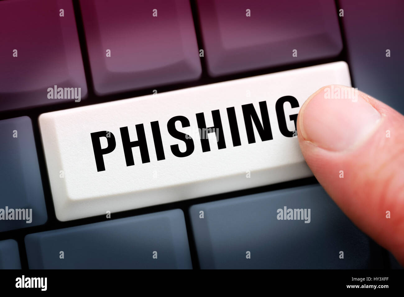 Chiave del computer con l'etichetta di phishing, Computertaste mit der Aufschrift Phishing Foto Stock